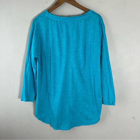 Fresh Produce Oversized Teal 3/4 Sleeve Graphic Fish Alaska Shirt Size Large - Picture 5 of 9